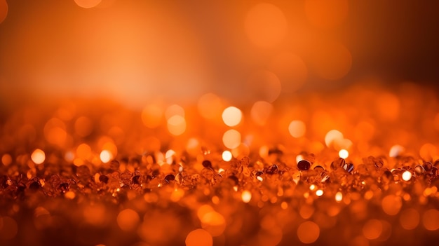 Orangefarbener Glitzer mit Bokeh-Lichthintergrund