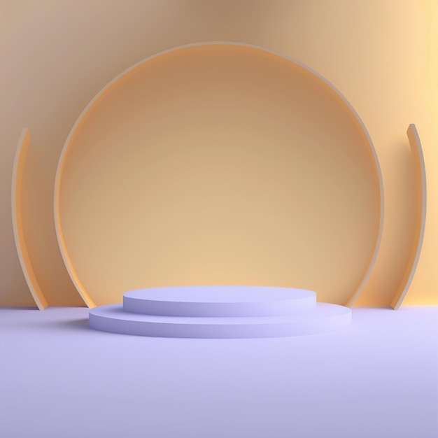 Orangefarbener Hintergrund mit leerem Pupillenpodest für modernes Konzeptdesign
