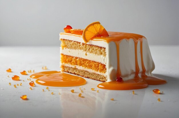 Foto orangefarbener kuchen vibriert auf einer weißen oberfläche