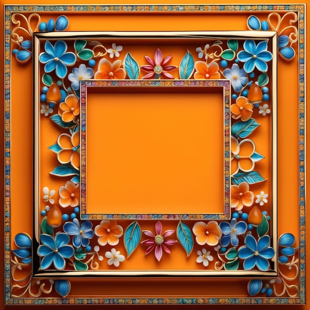 Orangefarbener, quadratischer Rahmen mit schönen Designs