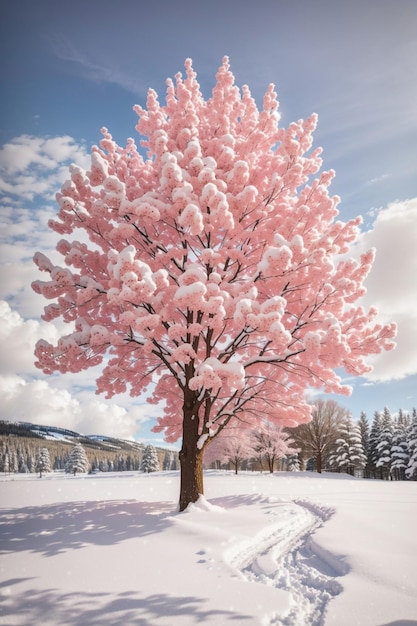 Foto orangefarbener und rosafarbener baum