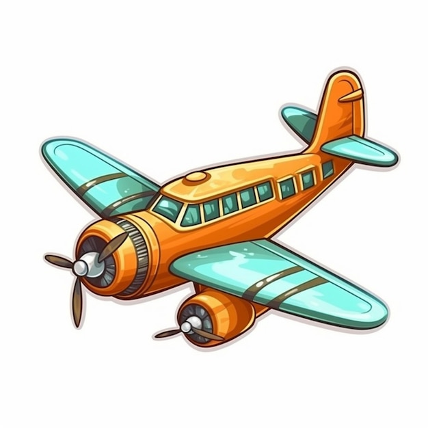 Orangefarbenes Cartoon-Flugzeug mit dem Propeller auf den Flügeln. Vektorillustration auf weißem Hintergrund.