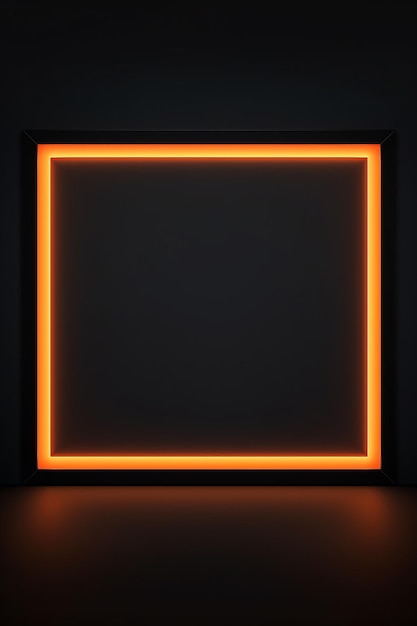 Orangefarbenes leeres quadratisches Rahmenmodell. Leere Vorlage für die aktuelle 3D-Renderillustration