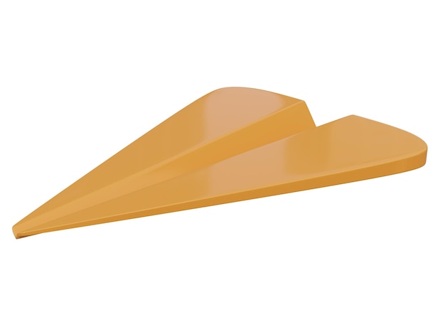 Orangefarbenes Papierflugzeug-Symbol 3d rendern