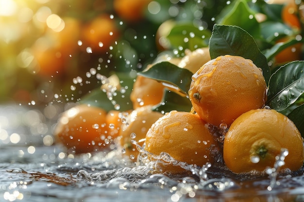 Orangen, die im Wasser schwimmen