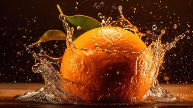 Orangen in einer Schüssel, auf die Wasser spritzt