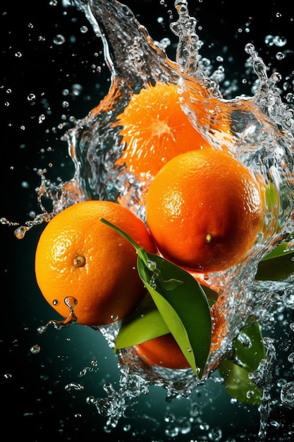 Orangen spritzen ins Wasser