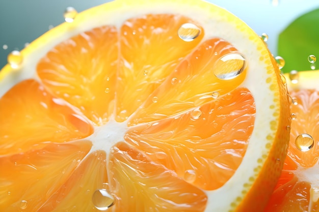 Orangen- und Zitronenscheiben mit Wassertropfen auf dem Hintergrund Ai Generated
