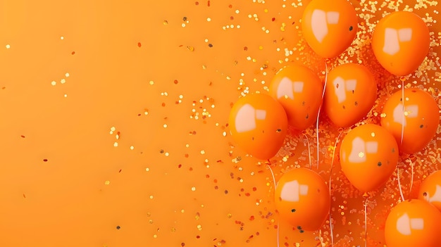 Foto orangenfarbene ballons zusammensetzung hintergrund feier-design-banner