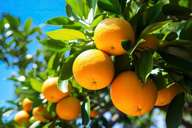 Orangenfrucht am Baum