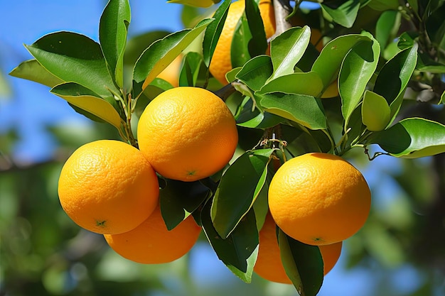 Orangenfrucht am Baum