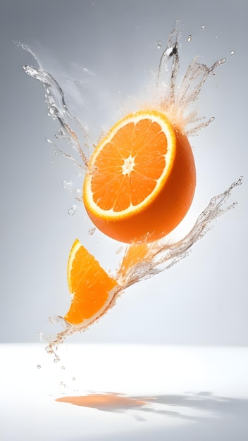 Orangenfruchtscheiben mit Wasserspritzer