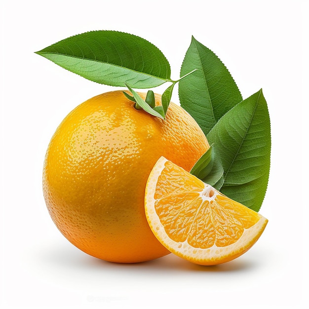 Orangenfrüchte auf weißem Hintergrund Generative KI