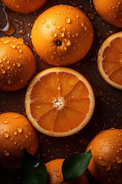 Orangenfrüchte von oben, geschlossene generative KI