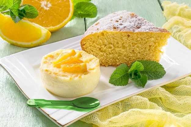 Orangenkuchen und zartes Orangen-Dessert