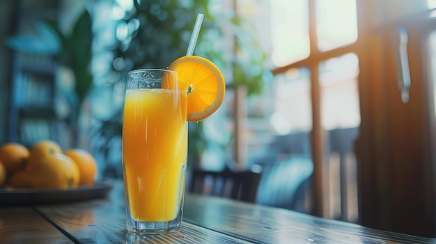 Orangensaft auf dem Tisch in Nahaufnahme