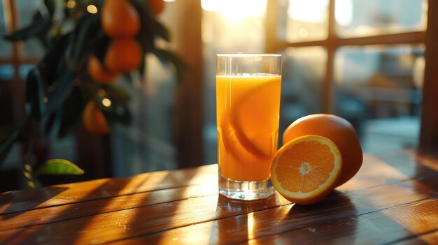 Orangensaft auf dem Tisch in Nahaufnahme