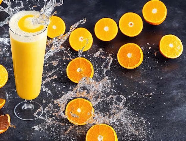 orangensaftspritzer im glas