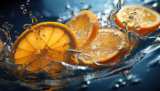 Orangenscheibe in Wasser