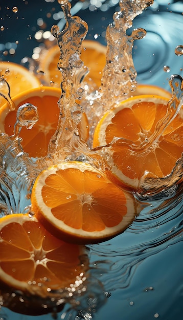 Orangenscheibe in Wasser