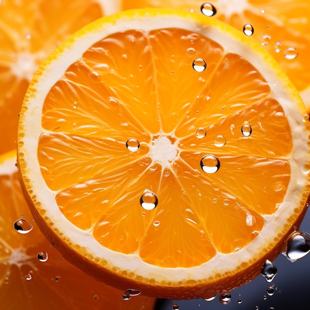 Orangenscheiben mit Wassertropfen Generative KI