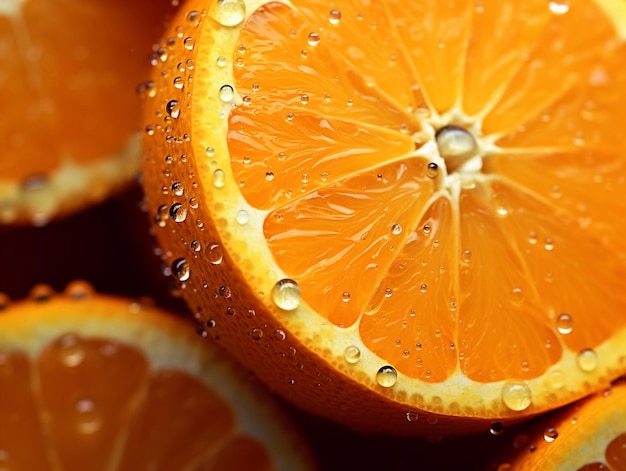 Orangenscheiben mit Wassertropfen Generative KI