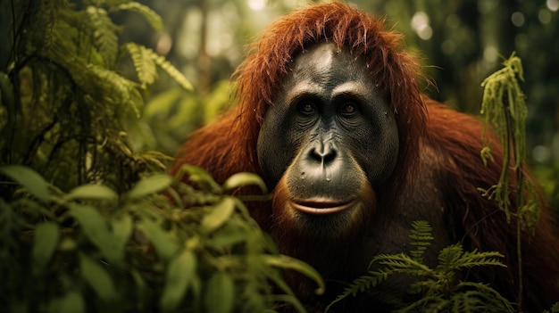Orangotango numa selva