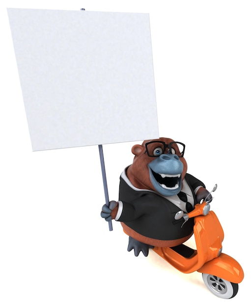 Orangután divertido - Ilustración 3D