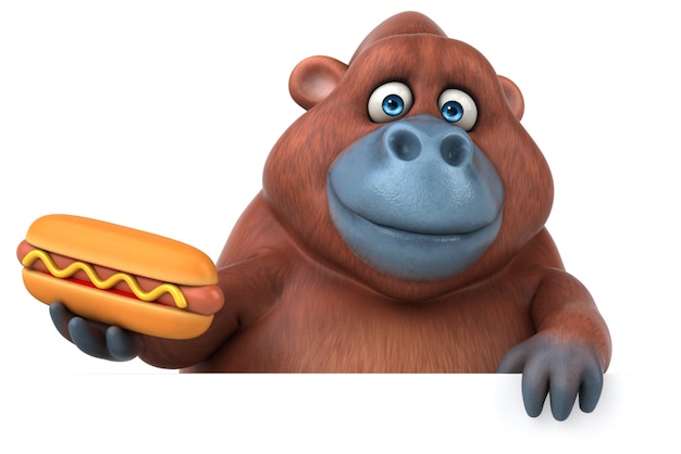Orangután divertido - Ilustración 3D