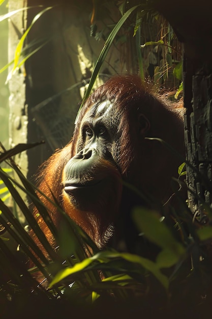 Un orangután enorme en la jungla