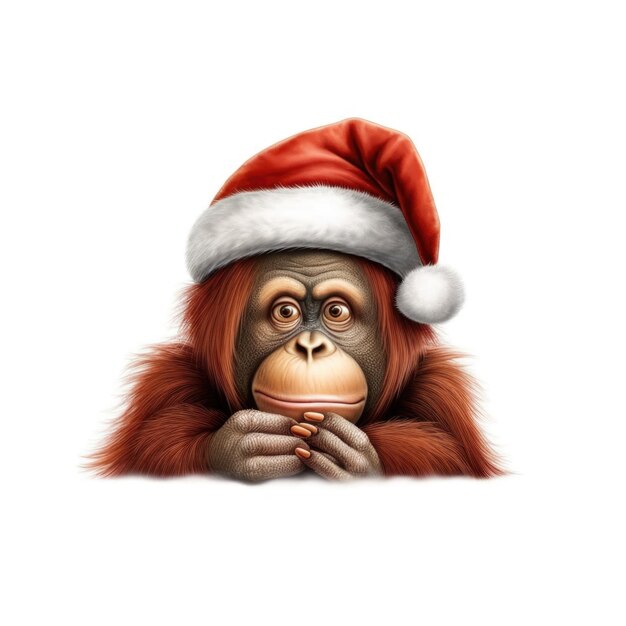 Orangután con gorro de Papá Noel