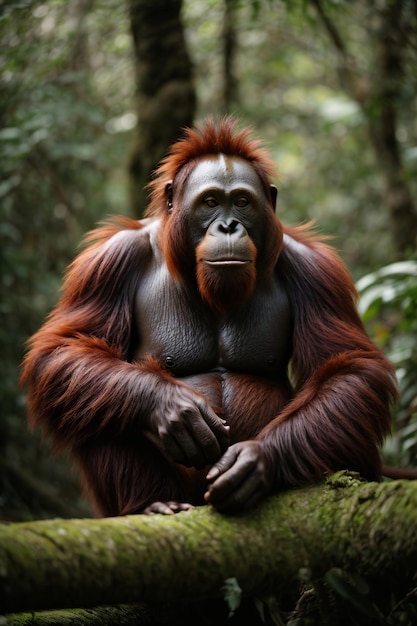 Orangután vagando solo en el bosque