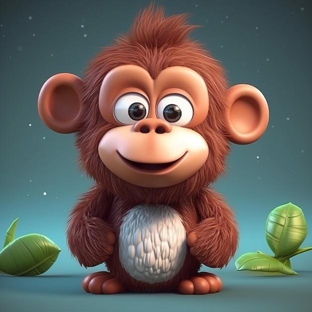 Orangutanes de dibujos animados Orangutanes bebé Orangutanes Personajes 3D Orangutanes Icono 2D Orangutanes lindos