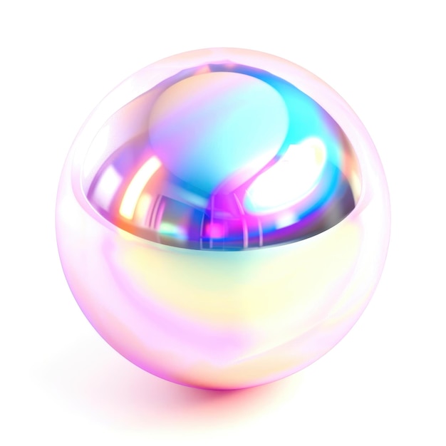 Un orbe reflectante liso con una superficie iridescente cautivadora