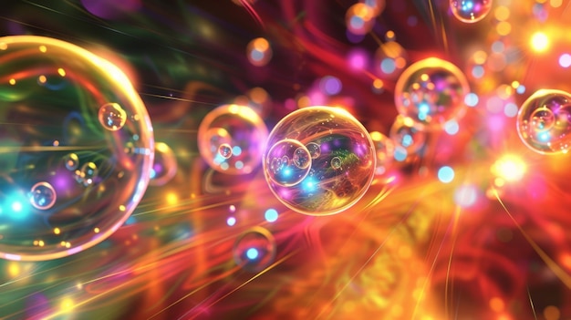 Foto orbes vibrantes pulsam e cintilam mostrando a natureza imprevisível e animada do tremor quântico.