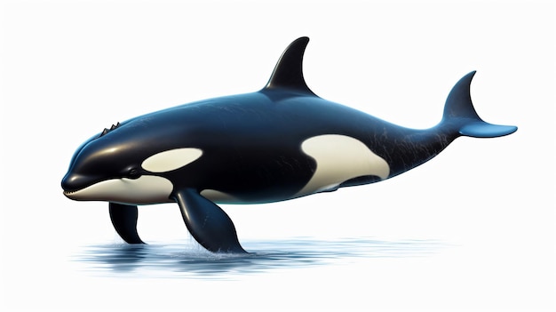 La orca asesina aislada sobre un fondo blanco