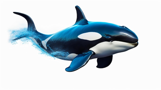 La orca asesina aislada sobre un fondo blanco