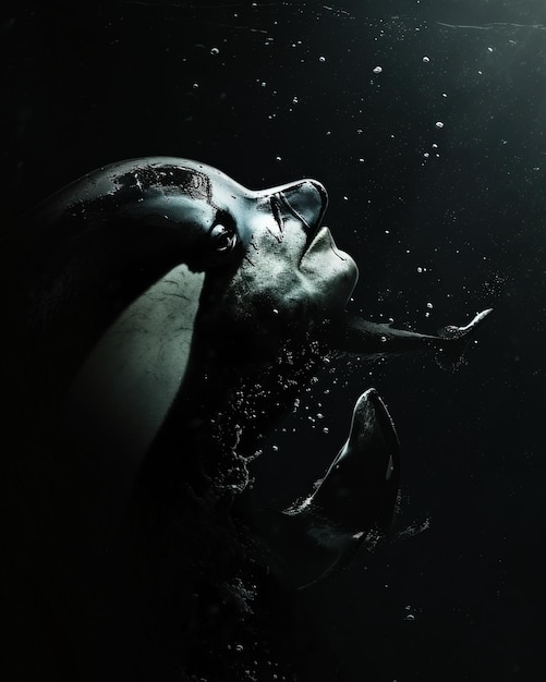 Orca-Killerwal-Mensch-Tier-Hybrid auf dunklem Hintergrund