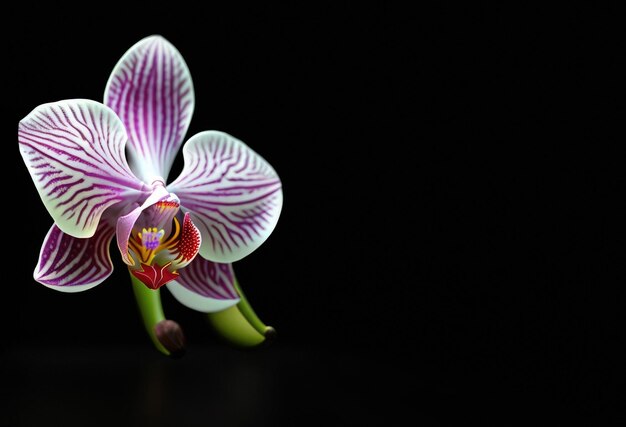 Orchidee auf schwarzem Hintergrund Generative KI