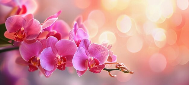 Orchideen auf weichem, träumigen Hintergrund Kopieren Sie den Raum Frühlings-Sommer-Banner