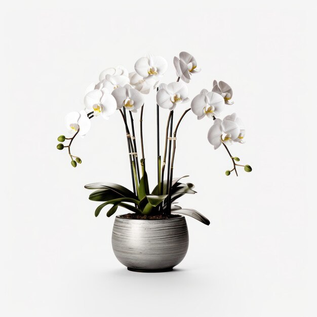 Orchideen-Studioaufnahme isoliert auf klarem Hintergrund, generative KI