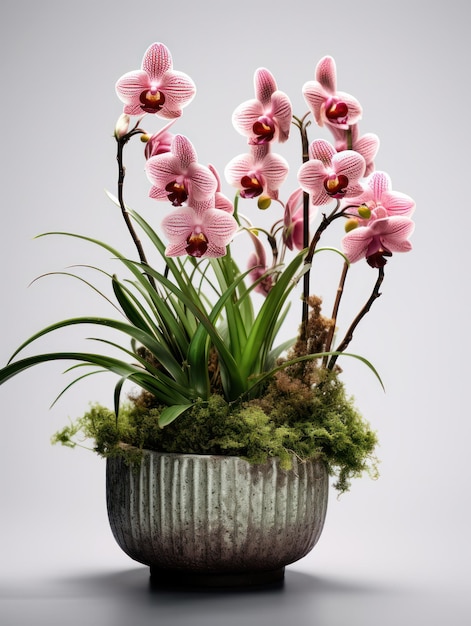 Orchideen-Studioaufnahme isoliert auf klarem Hintergrund, generative KI