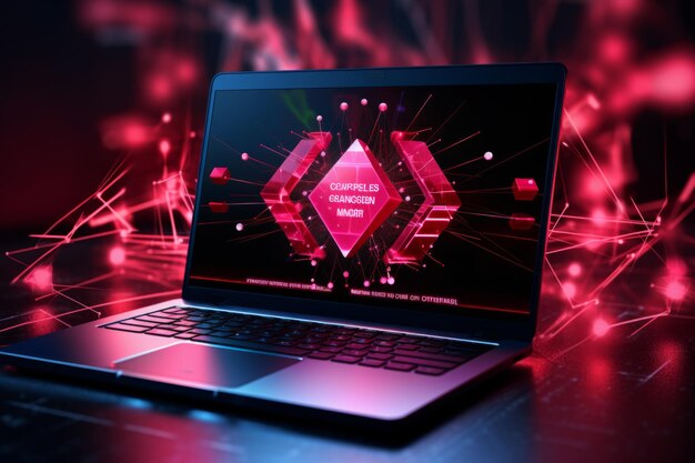 Ordenador portátil hackeado ataque cibernético virus spyware malware seguridad