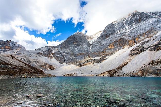 Ordeñe el lago en el parque nacional de Doacheng Yading, Sichuan, China. Last Shangri-la