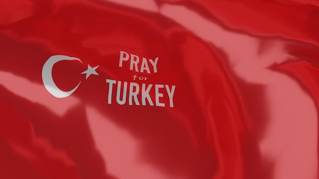 Ore pela Turquia com bandeira bandeira renderização 3d bandeira da Turquia