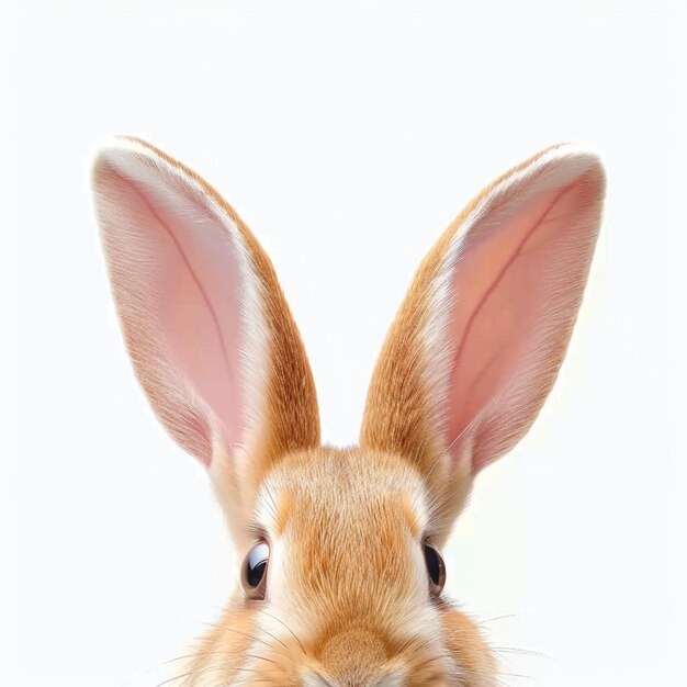 Foto oreja de conejo sobre un fondo blanco
