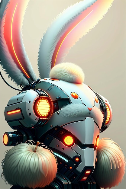 Orejas largas Conejo rosa Guerrero Robot Dibujos animados lindo Futuro Tecnología Fondo de pantalla Fondo