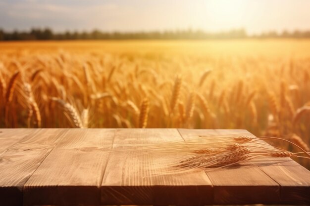 Las orejas de trigo de la mesa amanecer Generar Ai