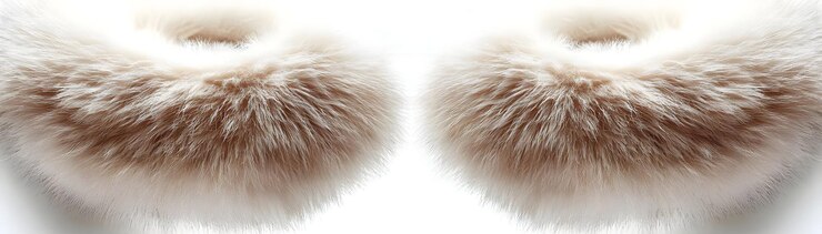 Foto orelhas de inverno voadoras com detalhes de pele macia isoladas em branco simbolizando calor e conforto fo