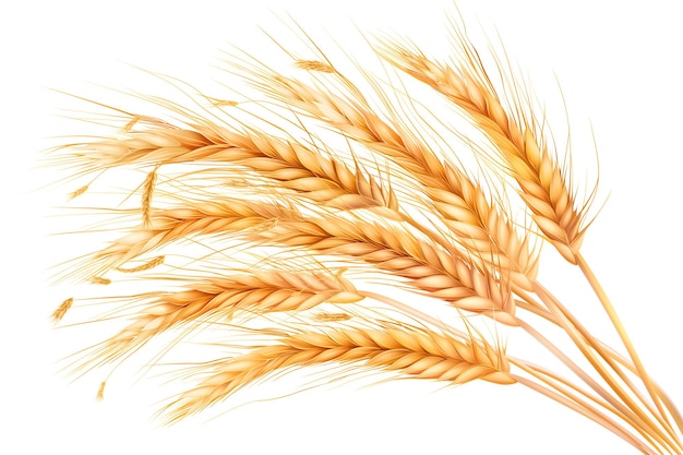 Orelhas de trigo douradas contra um fundo branco sem costuras